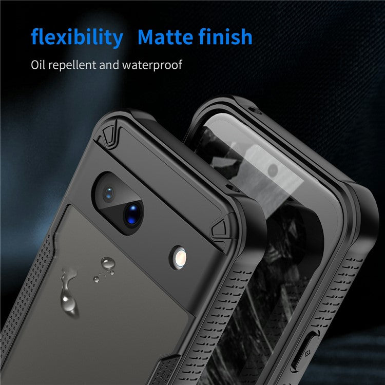 For Google Pixel 8a Case PC+TPU Frosted Phone Back Cover - Black