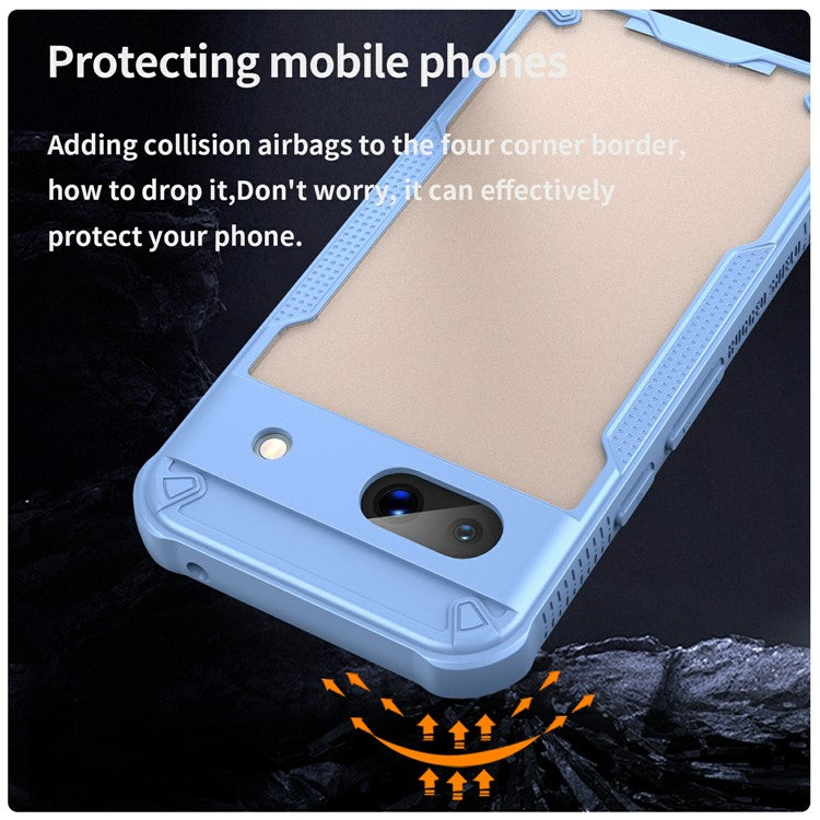 For Google Pixel 8a Case PC+TPU Frosted Phone Back Cover - Blue