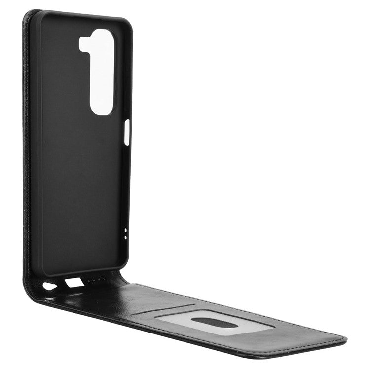 For Infinix Hot 50 4G Case with Card Slot Magnetic Vertical Flip Leather Phone Cover - Black