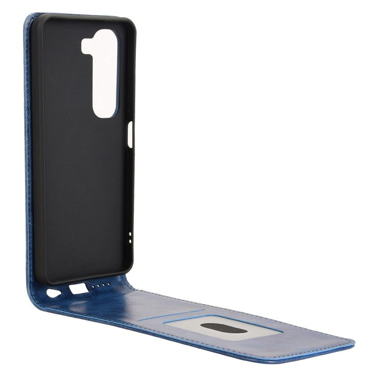 For Infinix Hot 50 4G Case with Card Slot Magnetic Vertical Flip Leather Phone Cover - Dark Blue
