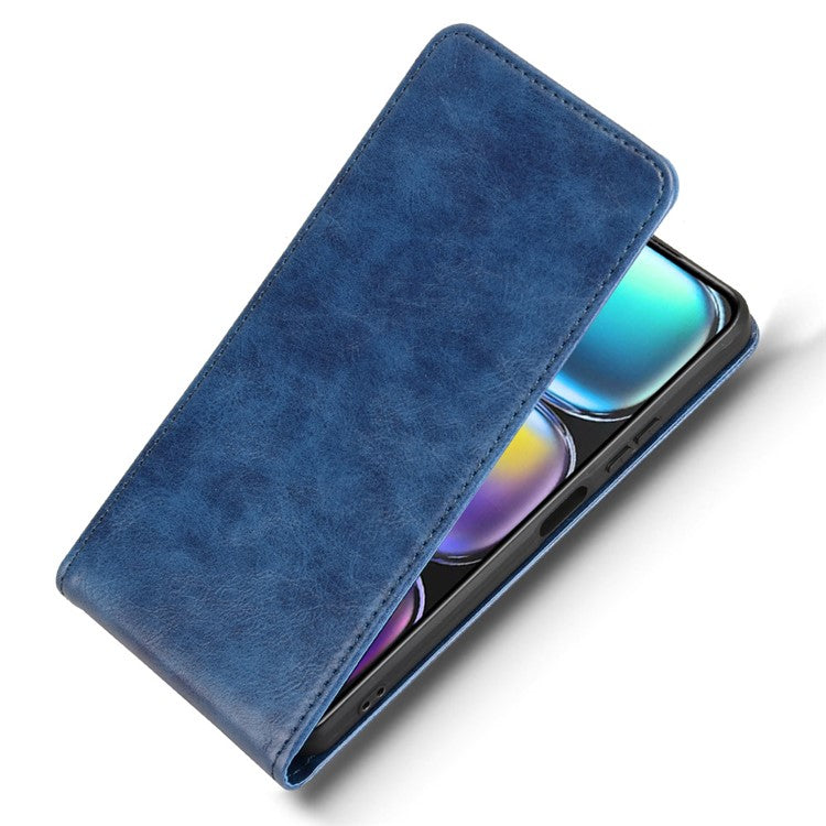 For Infinix Hot 50 4G Case with Card Slot Magnetic Vertical Flip Leather Phone Cover - Dark Blue