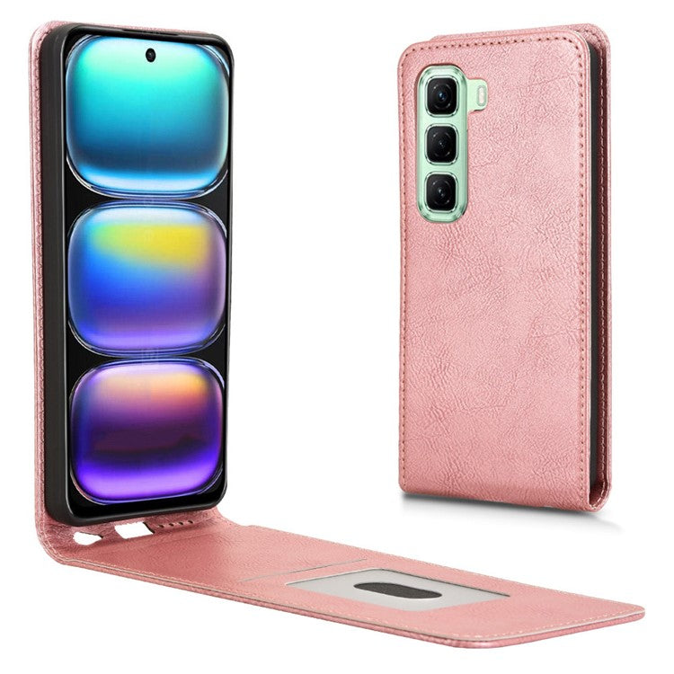 For Infinix Hot 50 4G Case with Card Slot Magnetic Vertical Flip Leather Phone Cover - Rose Gold