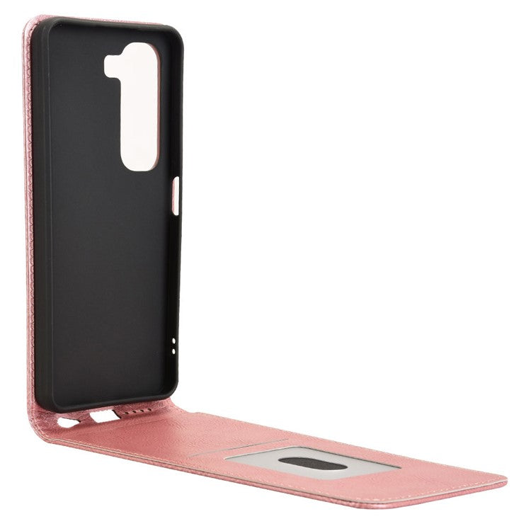For Infinix Hot 50 4G Case with Card Slot Magnetic Vertical Flip Leather Phone Cover - Rose Gold