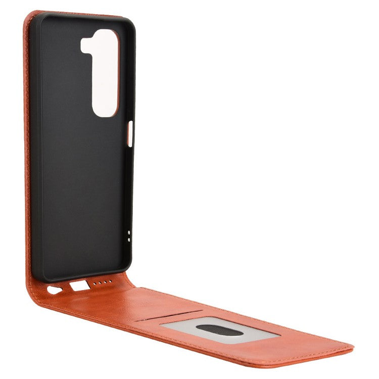 For Infinix Hot 50 4G Case with Card Slot Magnetic Vertical Flip Leather Phone Cover - Orange