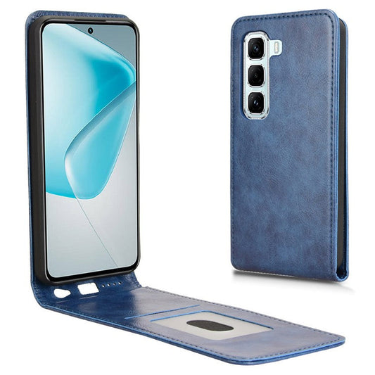 For Infinix Hot 50 5G X6720 Case with Card Slot Magnetic Vertical Flip Leather Phone Cover - Dark Blue