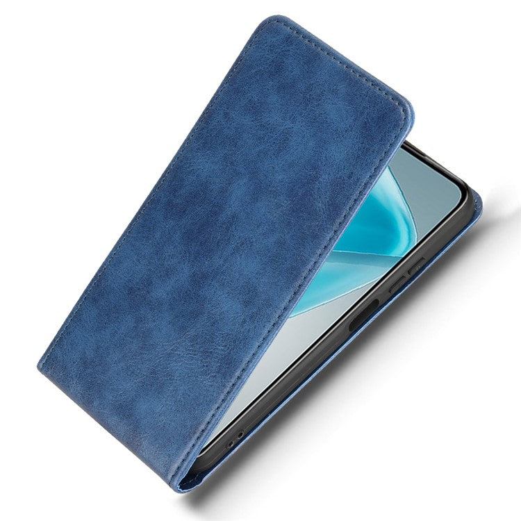 For Infinix Hot 50 5G X6720 Case with Card Slot Magnetic Vertical Flip Leather Phone Cover - Dark Blue