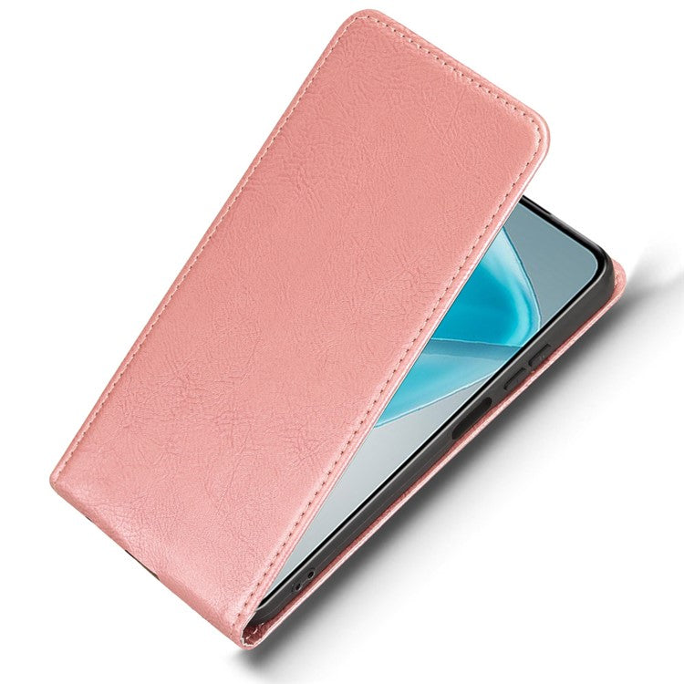 For Infinix Hot 50 5G X6720 Case with Card Slot Magnetic Vertical Flip Leather Phone Cover - Rose Gold