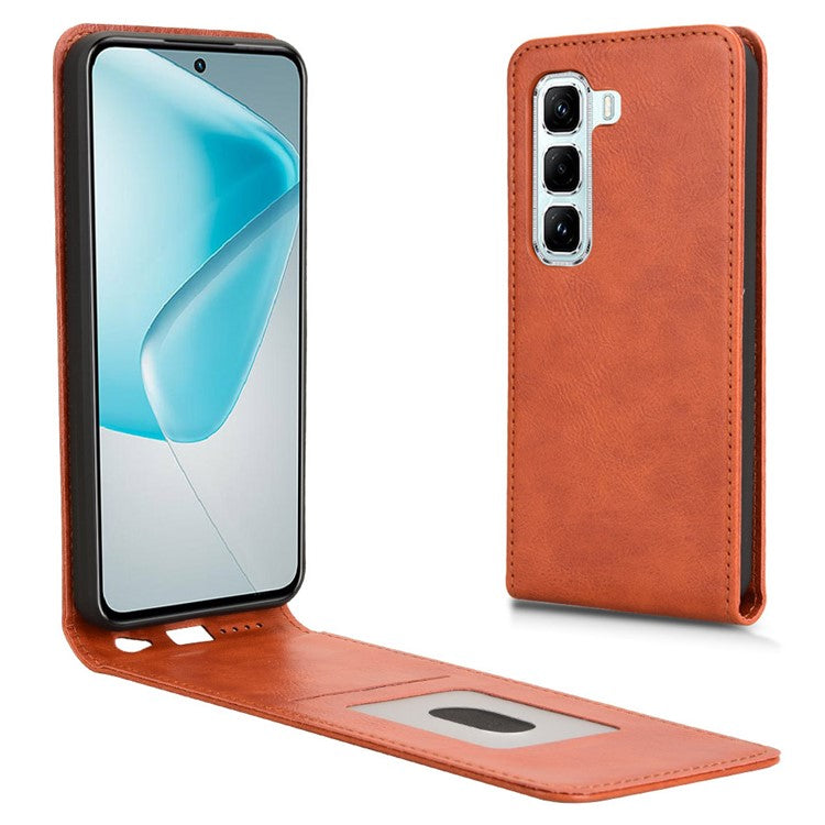 For Infinix Hot 50 5G X6720 Case with Card Slot Magnetic Vertical Flip Leather Phone Cover - Orange