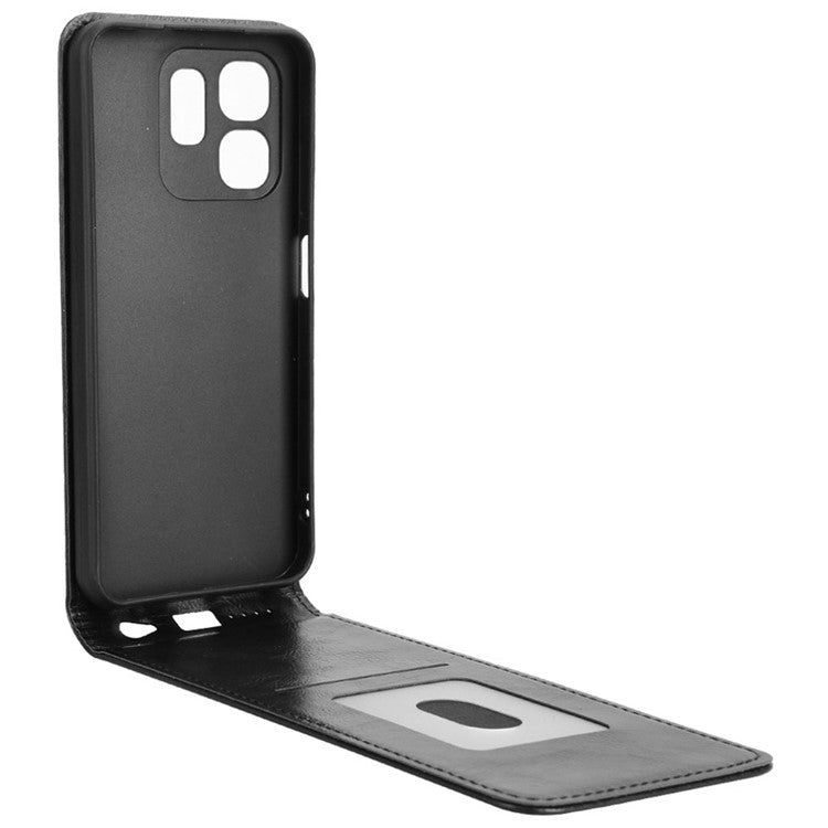 For Infinix Hot 50i 4G X6531 / Smart 9 4G X6532 Case with Card Slot Magnetic Vertical Flip Leather Phone Cover - Black