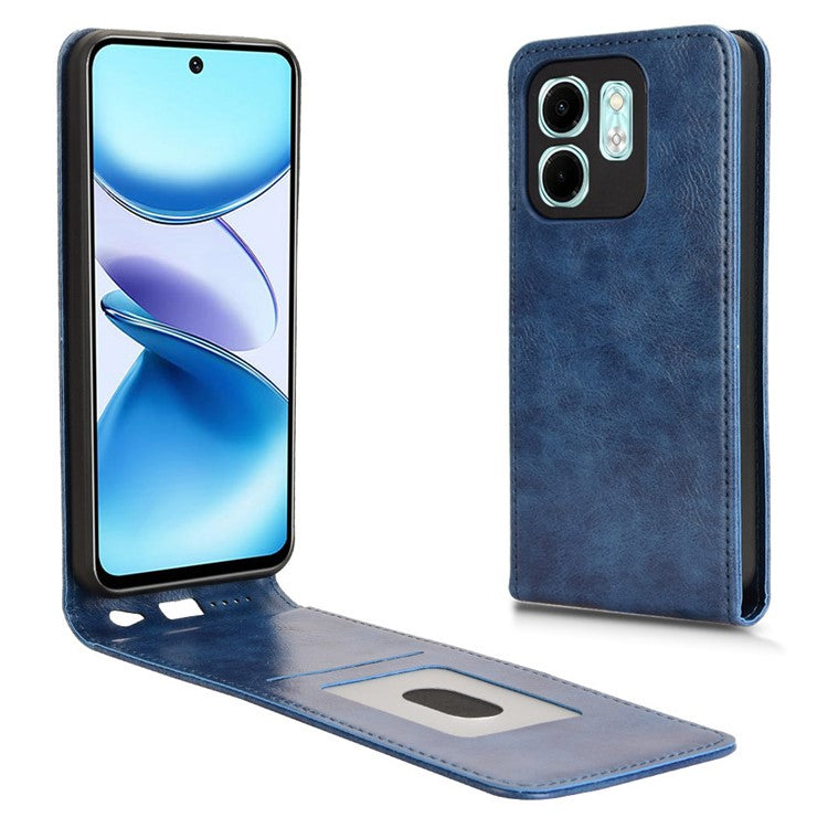 For Infinix Hot 50i 4G X6531 / Smart 9 4G X6532 Case with Card Slot Magnetic Vertical Flip Leather Phone Cover - Dark Blue