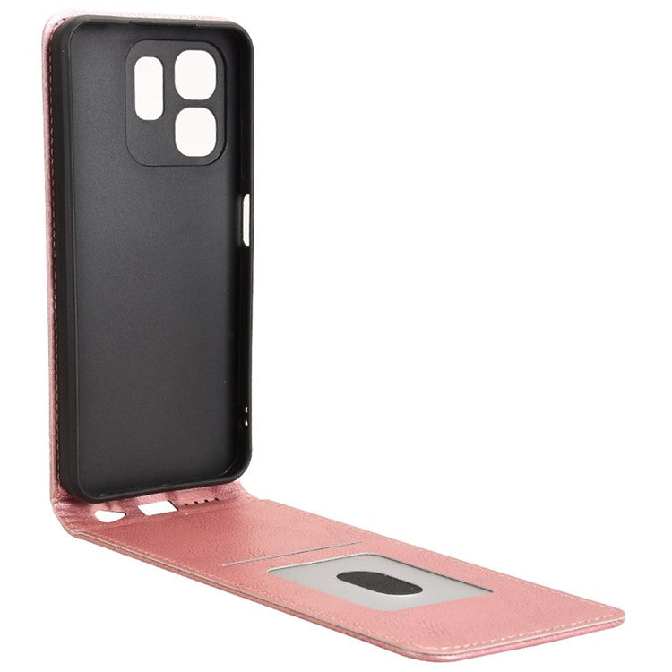 For Infinix Hot 50i 4G X6531 / Smart 9 4G X6532 Case with Card Slot Magnetic Vertical Flip Leather Phone Cover - Rose Gold