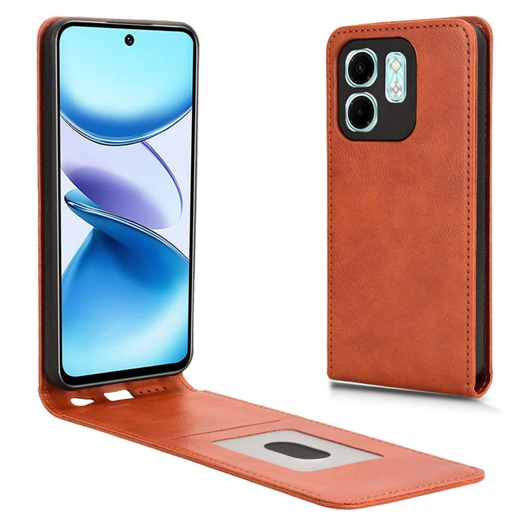 For Infinix Hot 50i 4G X6531 / Smart 9 4G X6532 Case with Card Slot Magnetic Vertical Flip Leather Phone Cover - Orange