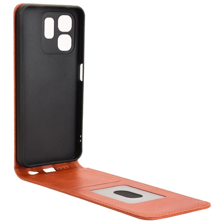 For Infinix Hot 50i 4G X6531 / Smart 9 4G X6532 Case with Card Slot Magnetic Vertical Flip Leather Phone Cover - Orange