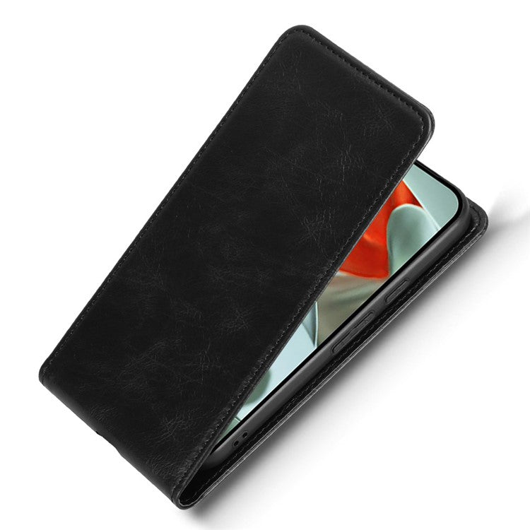 For Google Pixel 9 Case with Card Slot Magnetic Vertical Flip Leather Phone Cover - Black