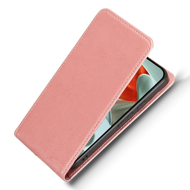 For Google Pixel 9 Case with Card Slot Magnetic Vertical Flip Leather Phone Cover - Rose Gold