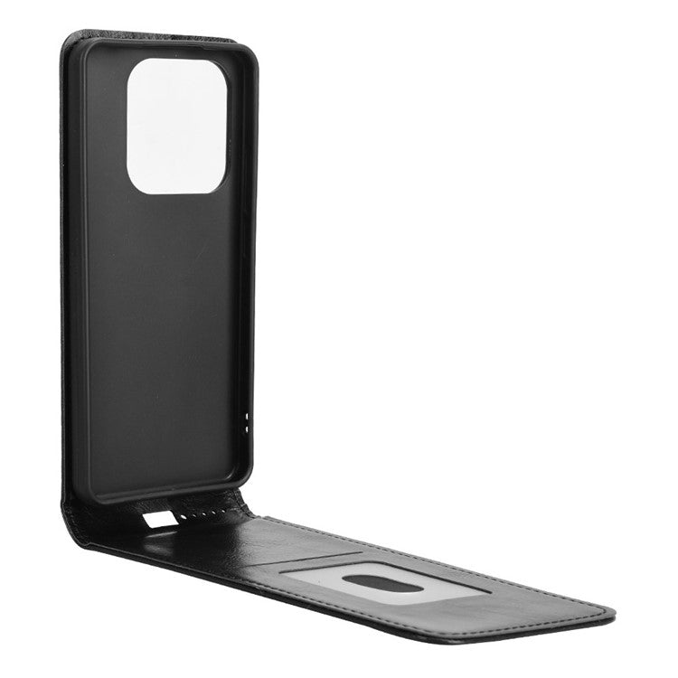 For Xiaomi Redmi Note 14 5G Case with Card Slot Magnetic Vertical Flip Leather Phone Cover - Black