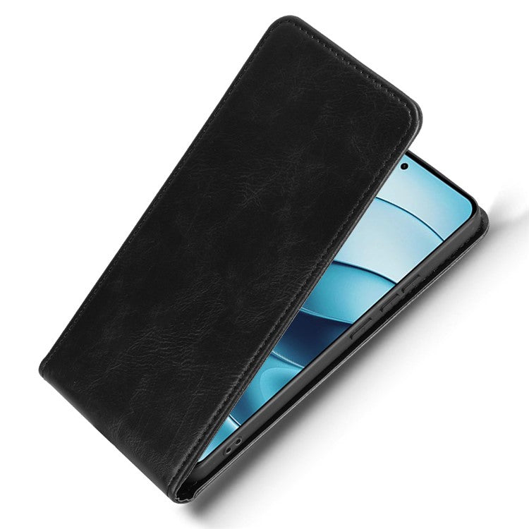 For Xiaomi Redmi Note 14 5G Case with Card Slot Magnetic Vertical Flip Leather Phone Cover - Black