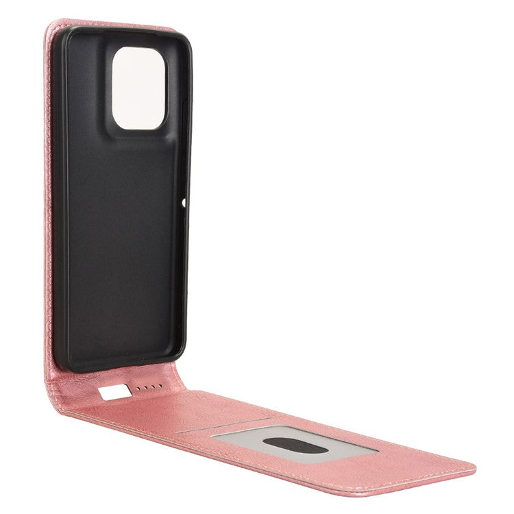 Phone Case For Motorola ThinkPhone 25 5G  /  Moto S50 5G  /  Edge 50 Neo 5G with Card Slot Magnetic Vertical Flip Leather Cover - Rose Gold