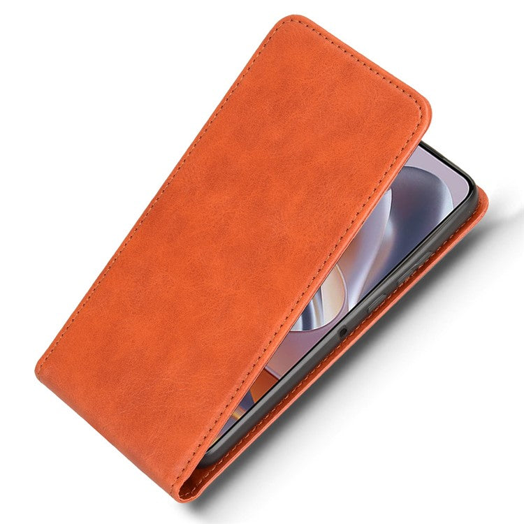 Phone Case For Motorola ThinkPhone 25 5G  /  Moto S50 5G  /  Edge 50 Neo 5G with Card Slot Magnetic Vertical Flip Leather Cover - Orange