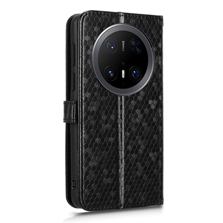 For Huawei Mate 70 Pro+ / 70 Pro Wallet Case Dot Pattern Imprint PU Leather Phone Cover - Black