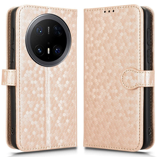 For Huawei Mate 70 Pro+ / 70 Pro Wallet Case Dot Pattern Imprint PU Leather Phone Cover - Rose Gold