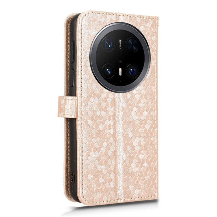For Huawei Mate 70 Pro+ / 70 Pro Wallet Case Dot Pattern Imprint PU Leather Phone Cover - Rose Gold