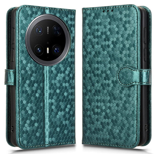 For Huawei Mate 70 Pro+ / 70 Pro Wallet Case Dot Pattern Imprint PU Leather Phone Cover - Green