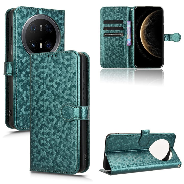 For Huawei Mate 70 Pro+ / 70 Pro Wallet Case Dot Pattern Imprint PU Leather Phone Cover - Green