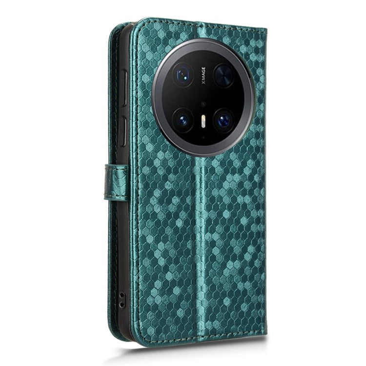 For Huawei Mate 70 Pro+ / 70 Pro Wallet Case Dot Pattern Imprint PU Leather Phone Cover - Green