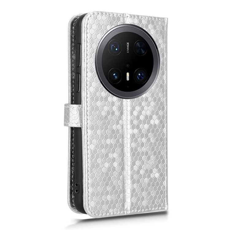 For Huawei Mate 70 Pro+ / 70 Pro Wallet Case Dot Pattern Imprint PU Leather Phone Cover - Silver