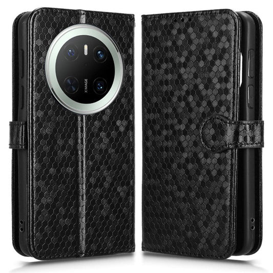 For Huawei Mate 70 Wallet Case Dot Pattern Imprint PU Leather Phone Cover - Black
