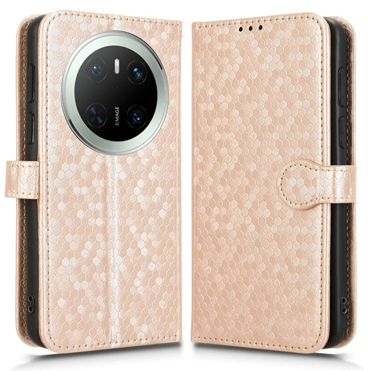 For Huawei Mate 70 Wallet Case Dot Pattern Imprint PU Leather Phone Cover - Rose Gold