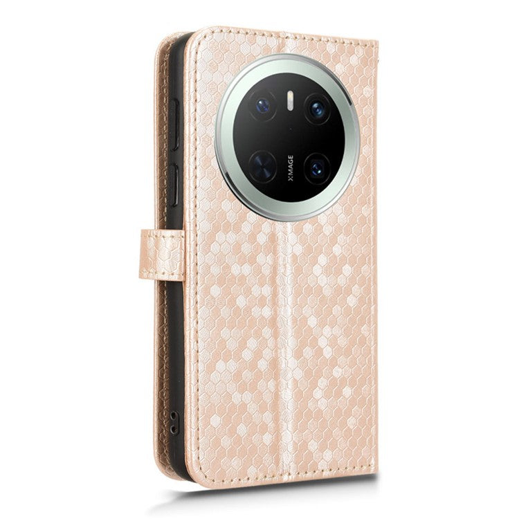 For Huawei Mate 70 Wallet Case Dot Pattern Imprint PU Leather Phone Cover - Rose Gold