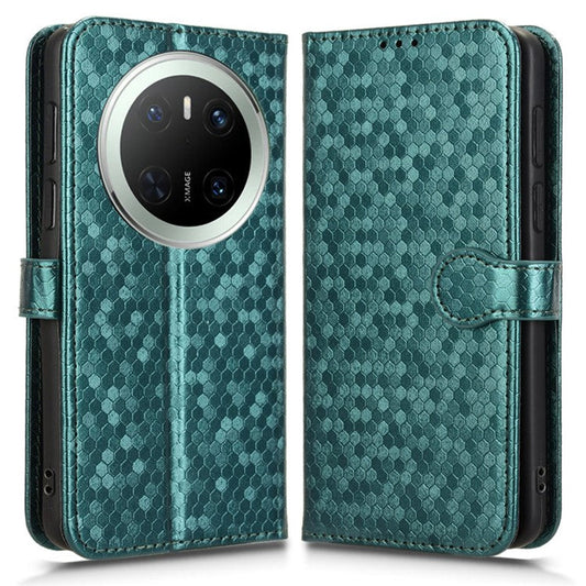 For Huawei Mate 70 Wallet Case Dot Pattern Imprint PU Leather Phone Cover - Green