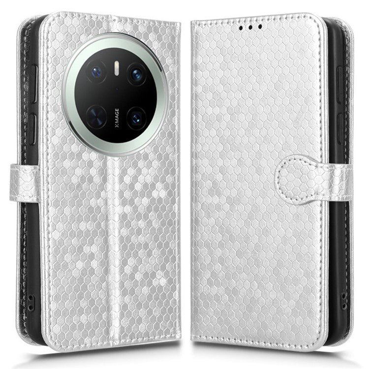 For Huawei Mate 70 Wallet Case Dot Pattern Imprint PU Leather Phone Cover - Silver