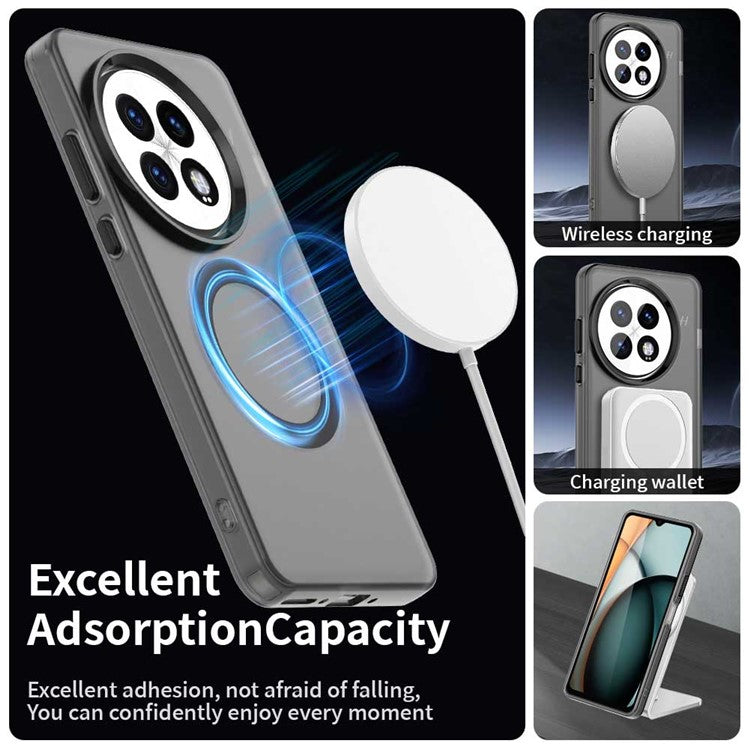For OnePlus 13 Case Compatible with MagSafe PC+TPU+PET Anti-Drop Phone Cover - Black