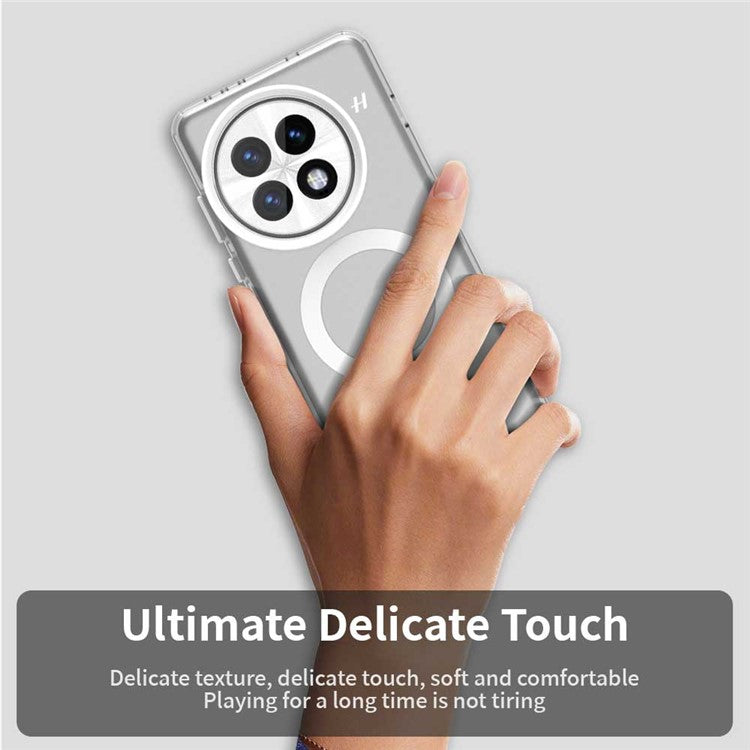 For OnePlus 13 Case Compatible with MagSafe PC+TPU+PET Anti-Drop Phone Cover - White