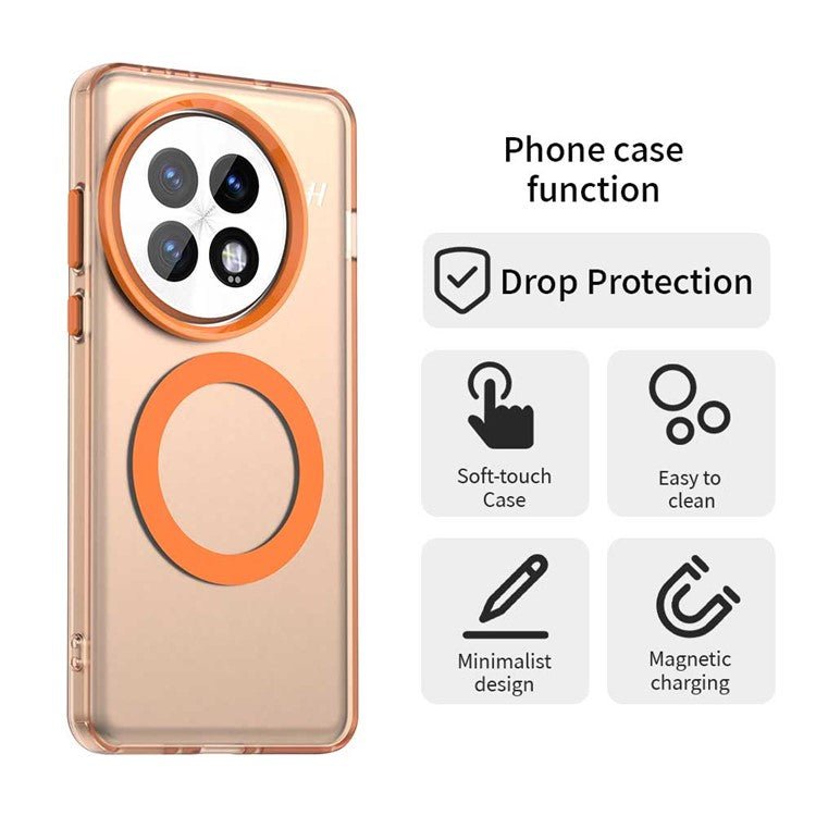 For OnePlus 13 Case Compatible with MagSafe PC+TPU+PET Anti-Drop Phone Cover - Orange