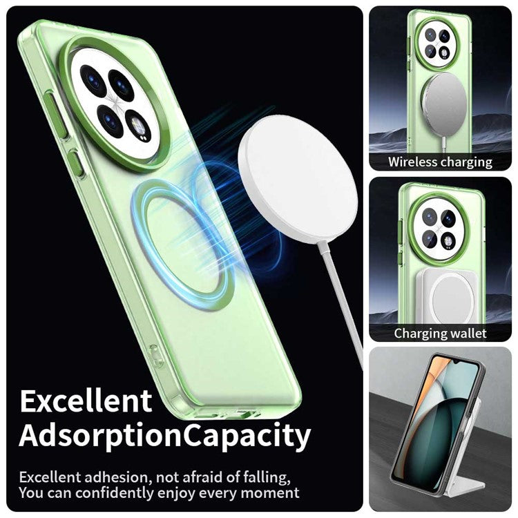 For OnePlus 13 Case Compatible with MagSafe PC+TPU+PET Anti-Drop Phone Cover - Green