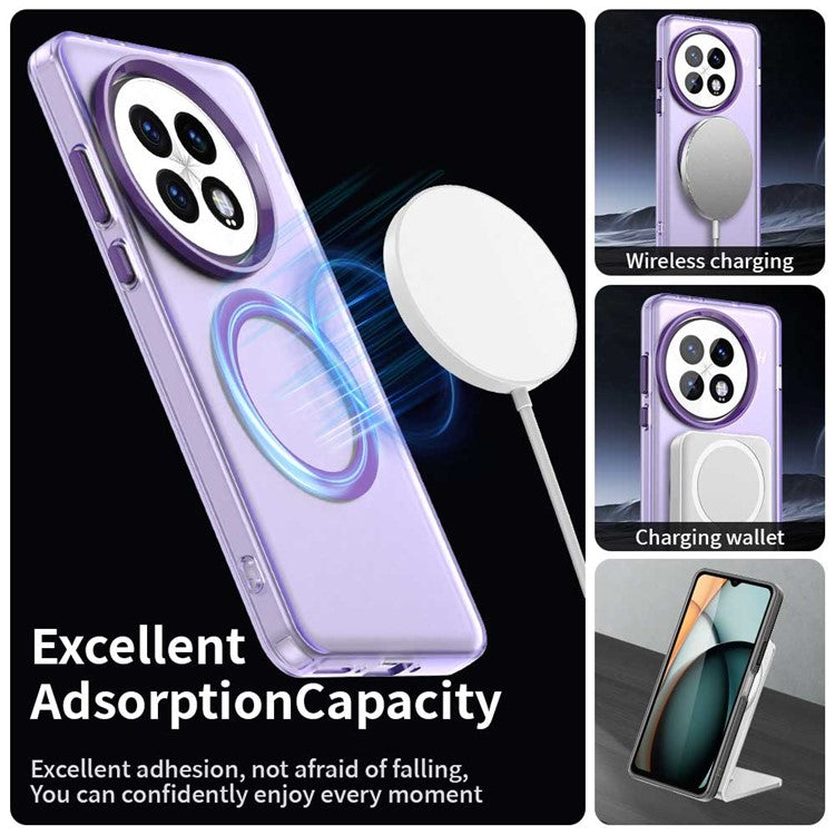 For OnePlus 13 Case Compatible with MagSafe PC+TPU+PET Anti-Drop Phone Cover - Purple