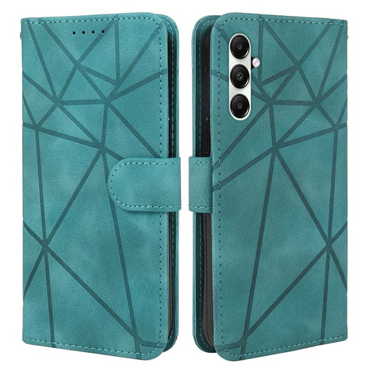 For Samsung Galaxy S25+ / S24+ Stand Case Line Pattern Leather Phone Cover - Green