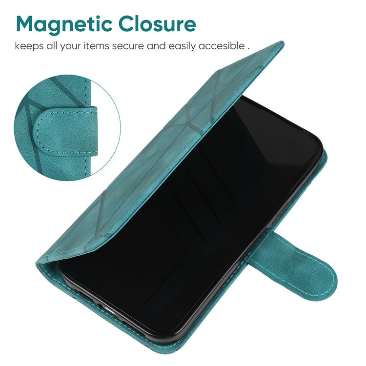 For Samsung Galaxy S25+ / S24+ Stand Case Line Pattern Leather Phone Cover - Green