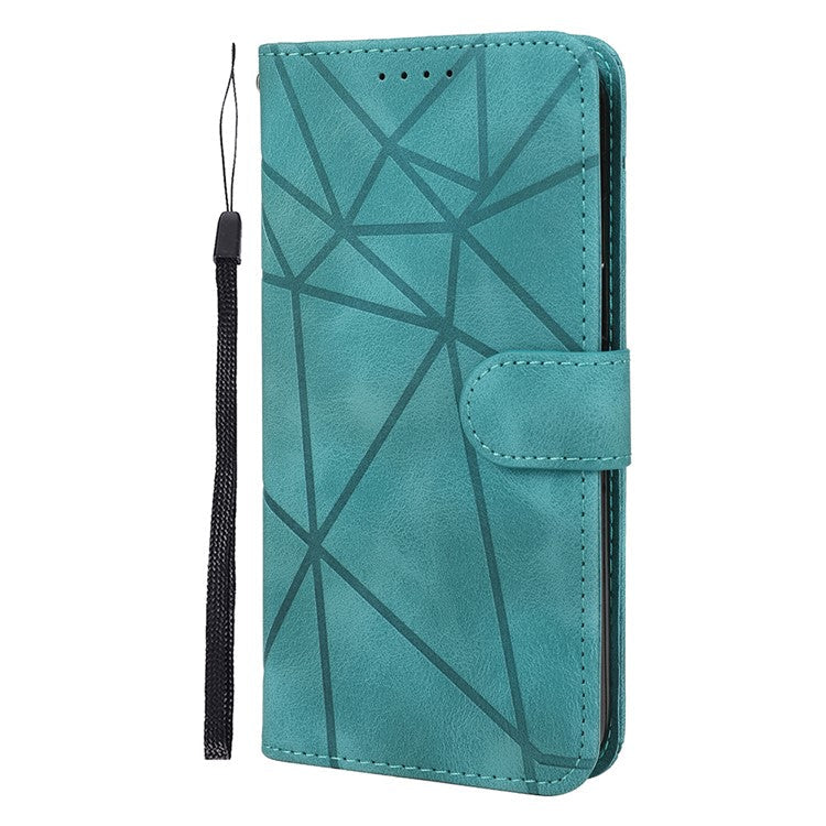 For Samsung Galaxy S25+ / S24+ Stand Case Line Pattern Leather Phone Cover - Green