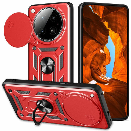 For Infinix Zero 40 4G Case with Slide Camera Lid PC+TPU Kickstand Phone Cover - Red