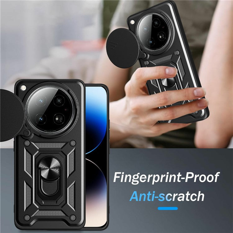 For Infinix Zero 40 4G Case with Slide Camera Lid PC+TPU Kickstand Phone Cover - Green