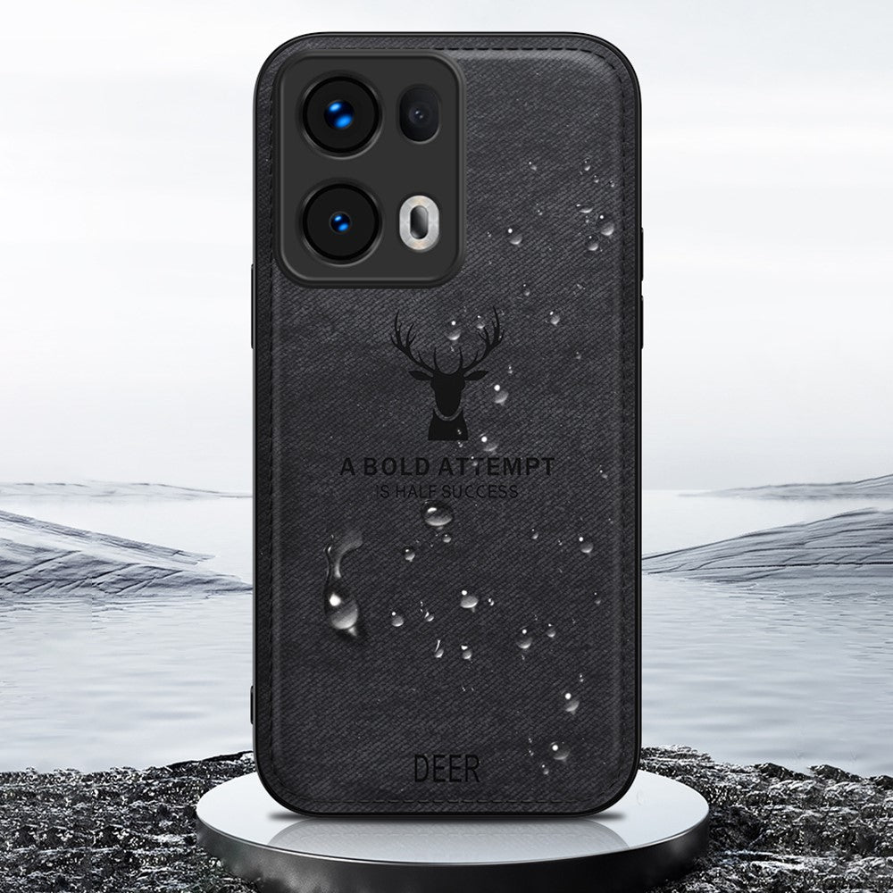 For Oppo Reno13 Pro 5G Case Deer Pattern Cloth Texture PU Leather Hybrid Phone Cover - Blue