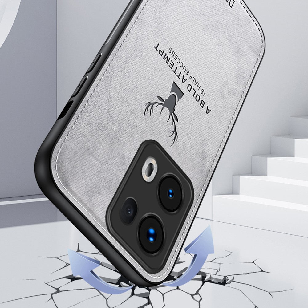 For Oppo Reno13 Pro 5G Case Deer Pattern Cloth Texture PU Leather Hybrid Phone Cover - Blue