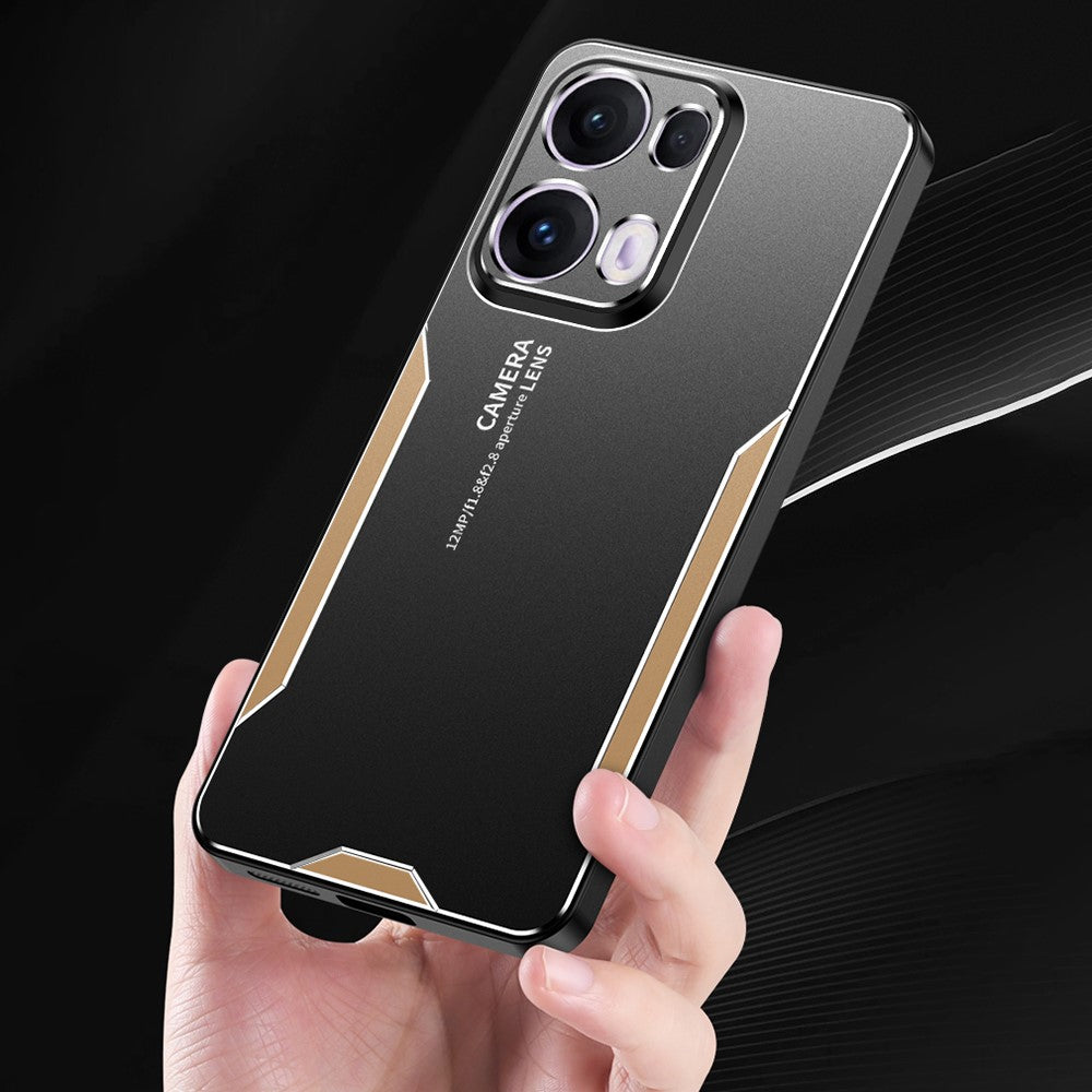 For Oppo Reno13 Pro 5G Phone Case Aluminium Alloy TPU PC Back Cover - Gold