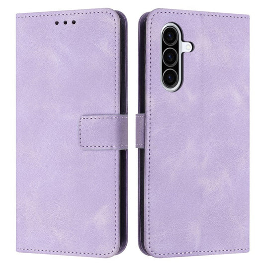 For Samsung Galaxy A26 5G Leather Case Solid Color Wallet Protective Phone Cover - Purple
