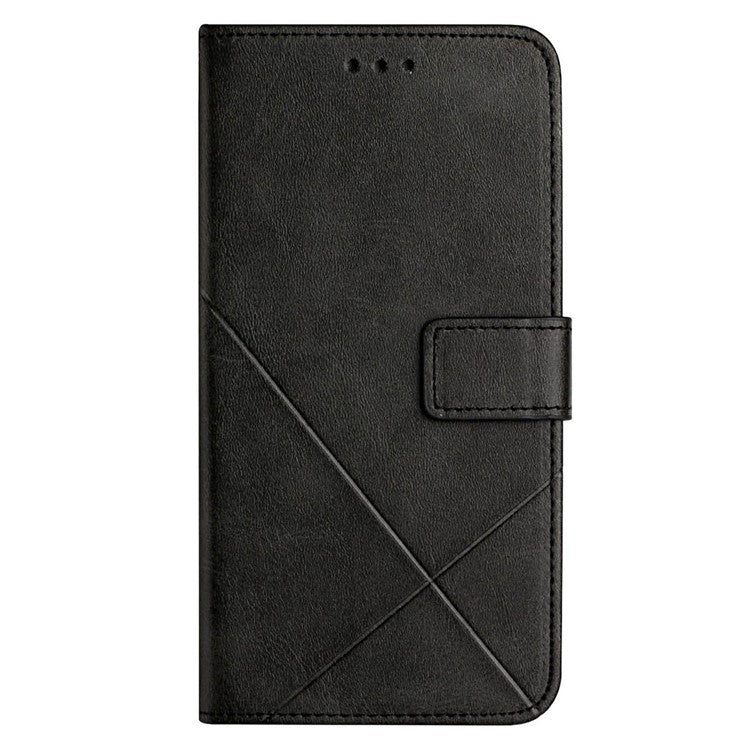 For Samsung Galaxy A56 5G / A36 5G Leather Case Line Pattern Wallet Phone Cover - Black